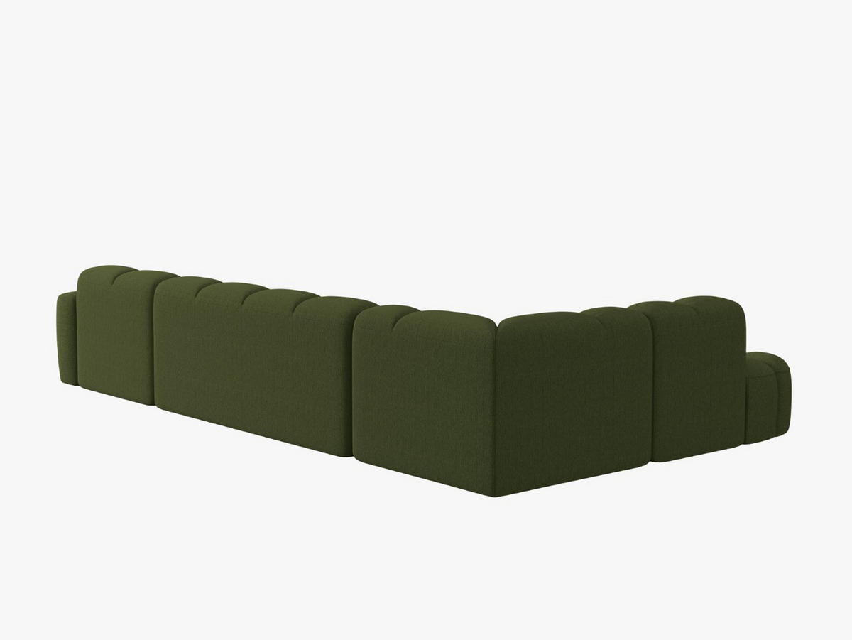 PANORAMASOFA links Lisa aus strukturiertem Stoff grün meliert 7 Sitzplätze - Grün, Textil (234/77/387cm) - Micadoni