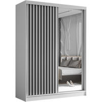 SCHWEBETÜRENSCHRANK Helix 160/216/61 weiß+schwarz mit Schubladeneinsätze - Schwarz/Weiß, Holzwerkstoff (160/216/61cm) - Beautysofa