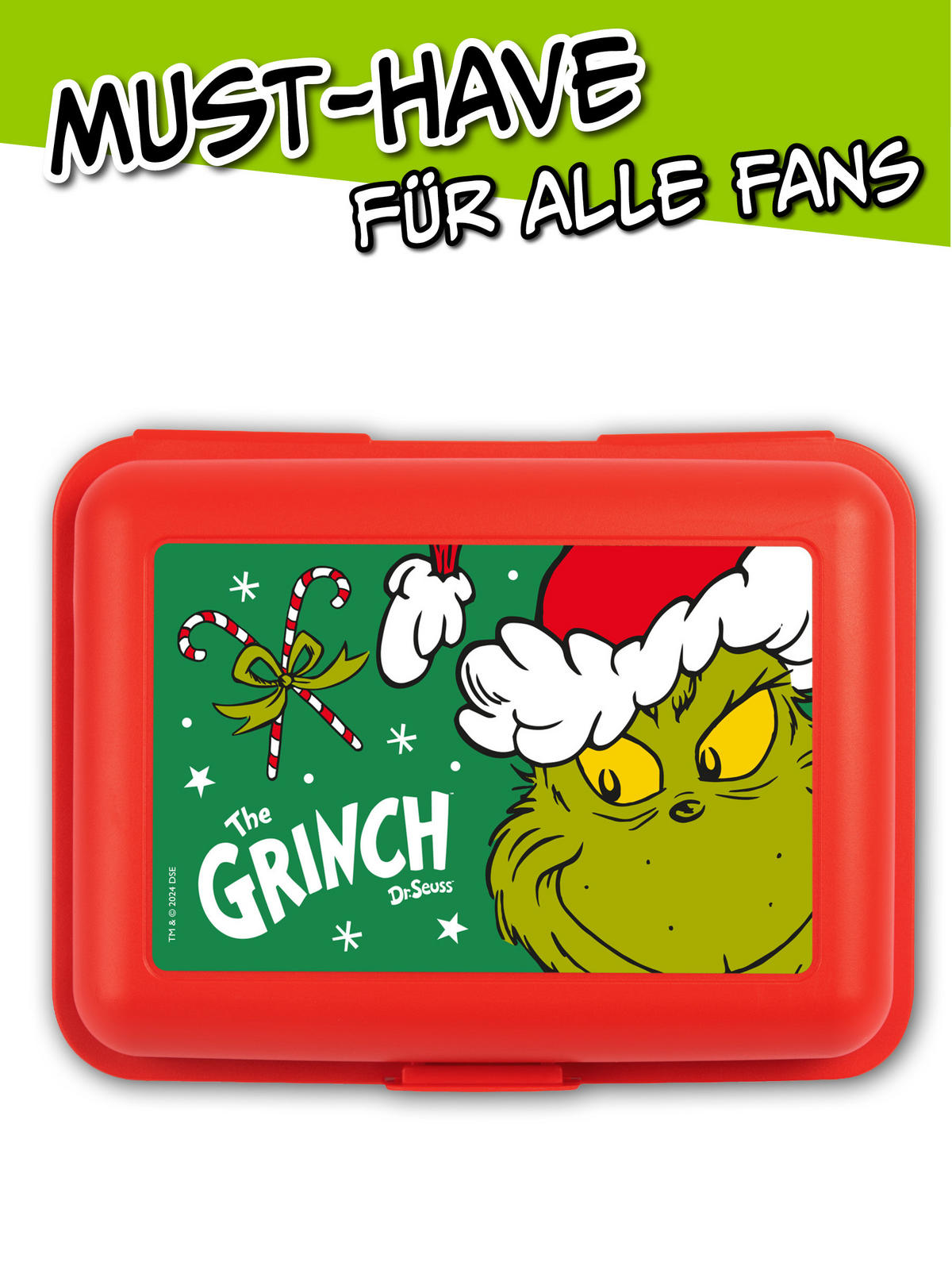 BROTDOSE The Grinch Rot 17,5 x 12,8 x 6,9 cm - Rot, Kunststoff (17.5/6.9/12.8cm) - United Labels