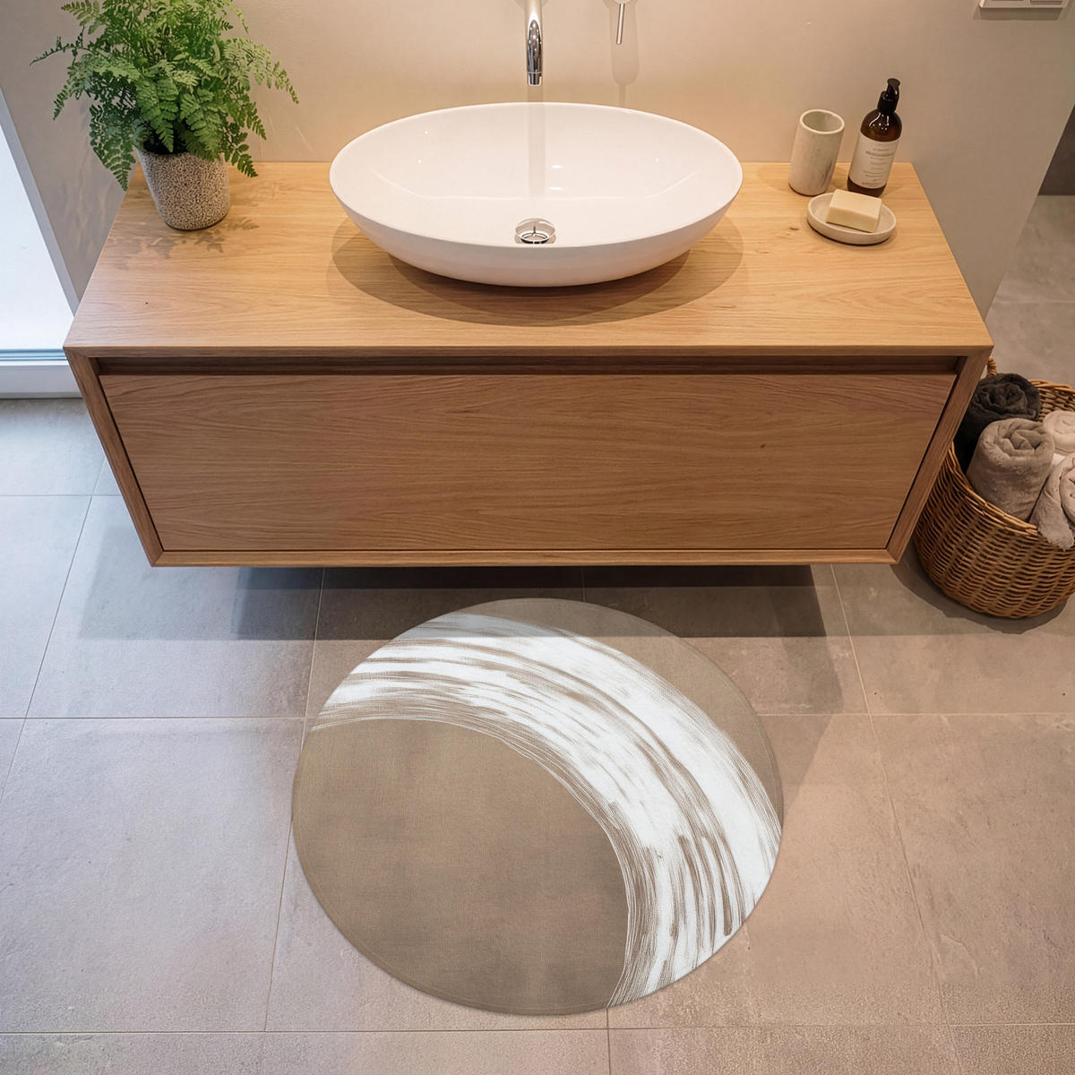 KOUPELNOVÁ PŘEDLOŽKA Barva - hnědá - Japandi 70x70 cm - barva mokka, textil/plast (70/70cm) - OnlyWow