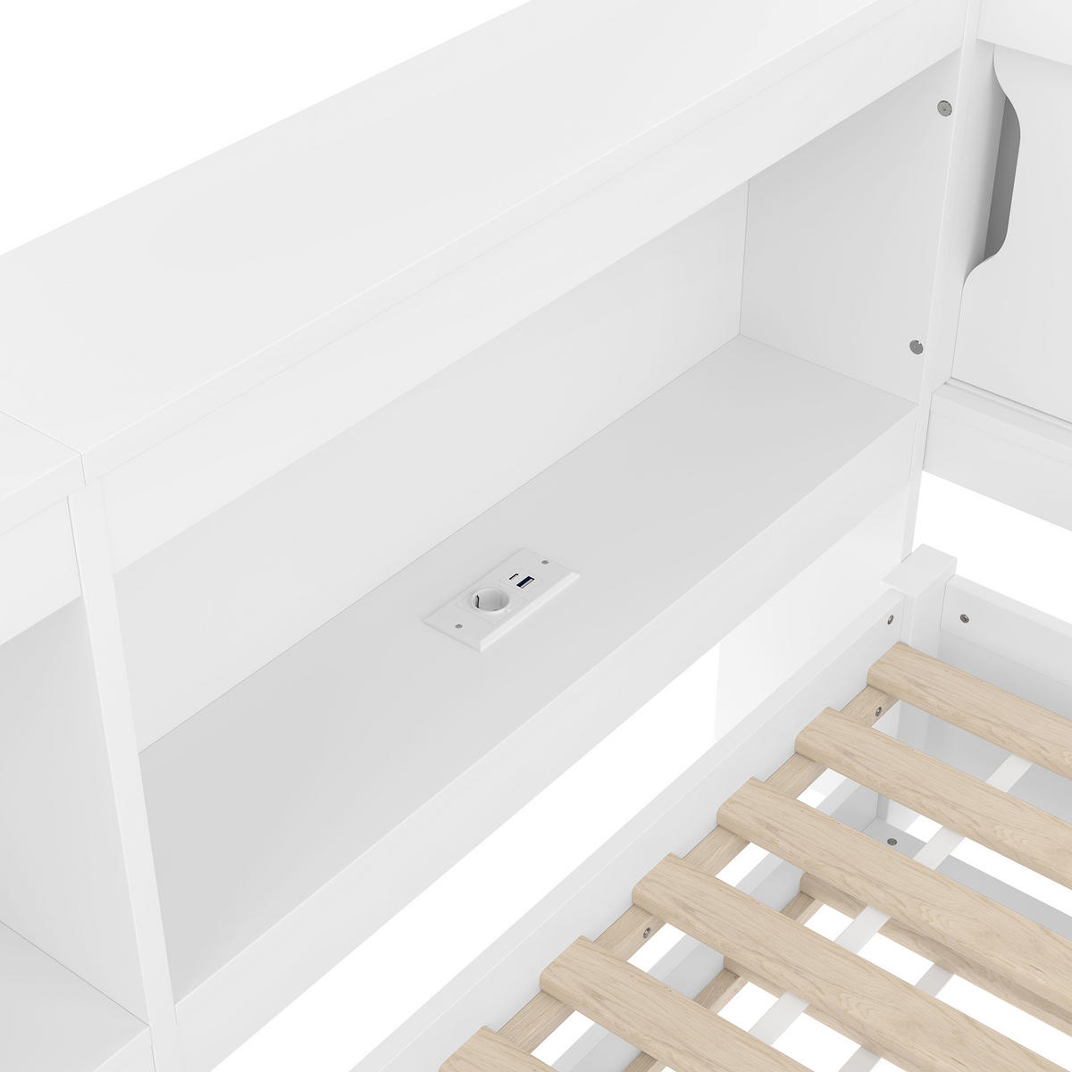 AUSZIEHBETT 90/200 cm DE-04990, mit LED, Steckdose, USB+Typ-C in Weiß - Weiß, Holz/Holzwerkstoff (90/200cm) - ComfortXL