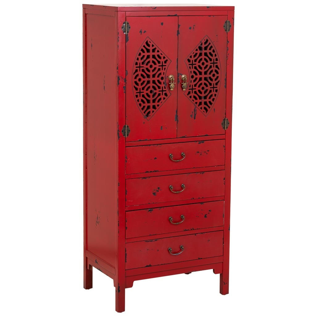 Wanderlust Holzschrank Rot 60x140x40 cm
