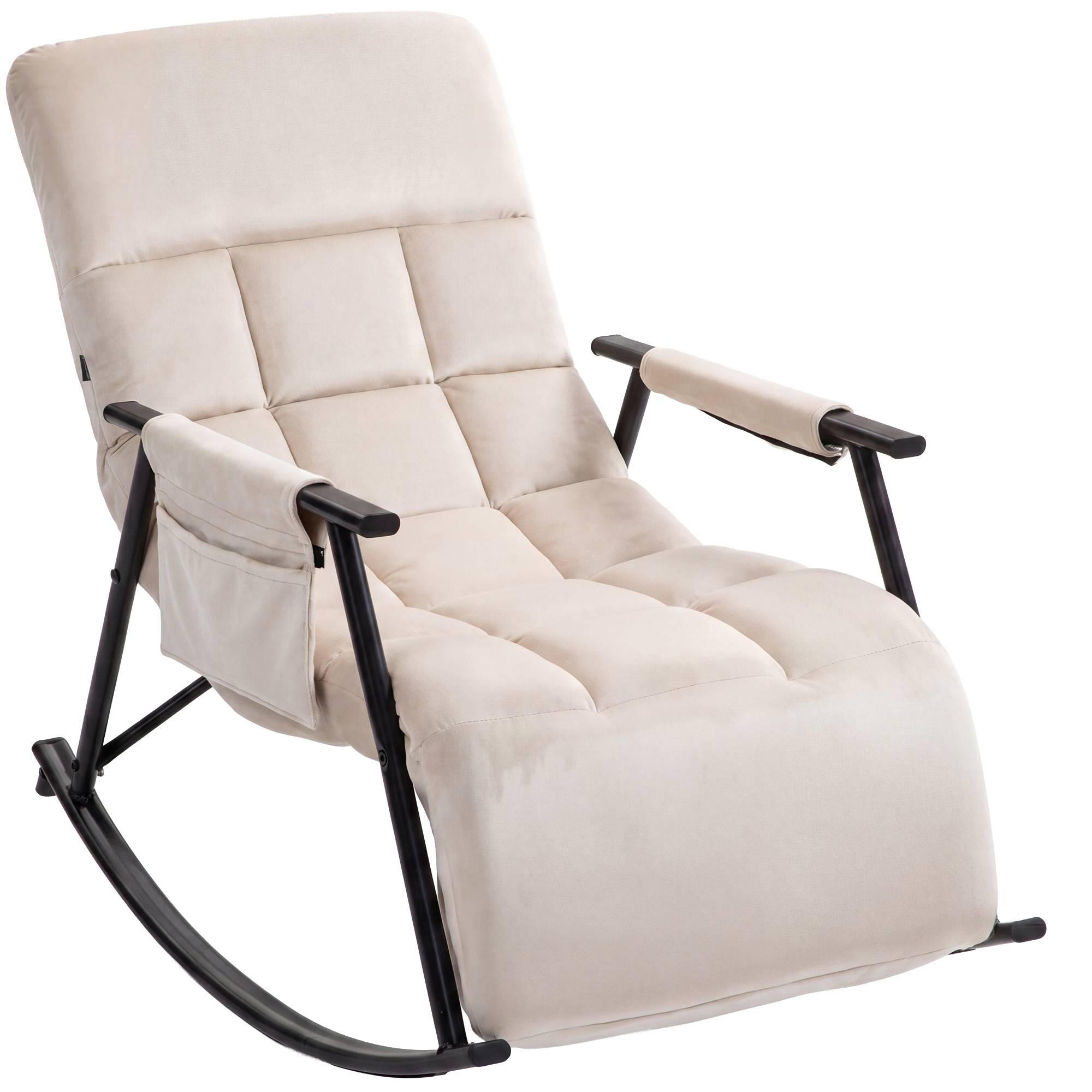 SCHAUKELSTUHL Mika Indoor 61x100x66cm Samt Creme Liegestuhl - Creme, Kunststoff/Textil (61/66/100cm) - DELUKE