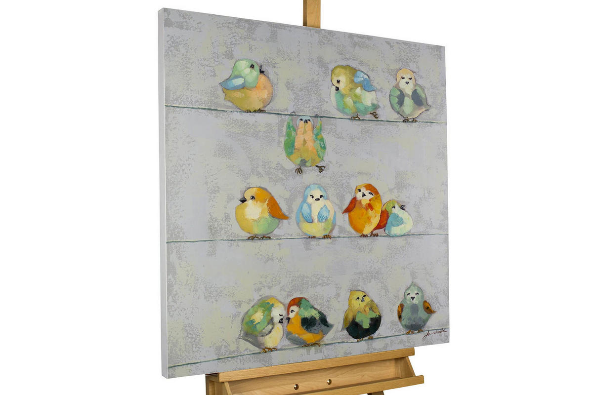 ACRYLBILD HANDGEMALT 80/80 cm - Multicolor/Grau, Holz/Textil (1.6/80cm) - KUNSTLOFT