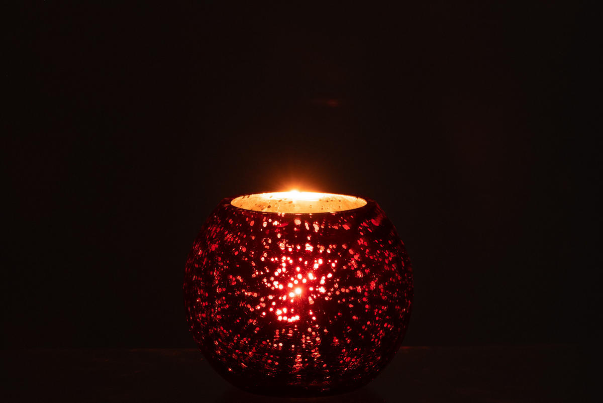 WINDLICHT PERLEEFFEKT – Glas – Rot – Klein – 2 Stück - Rot, Glas (12/9.5cm) - J-Line