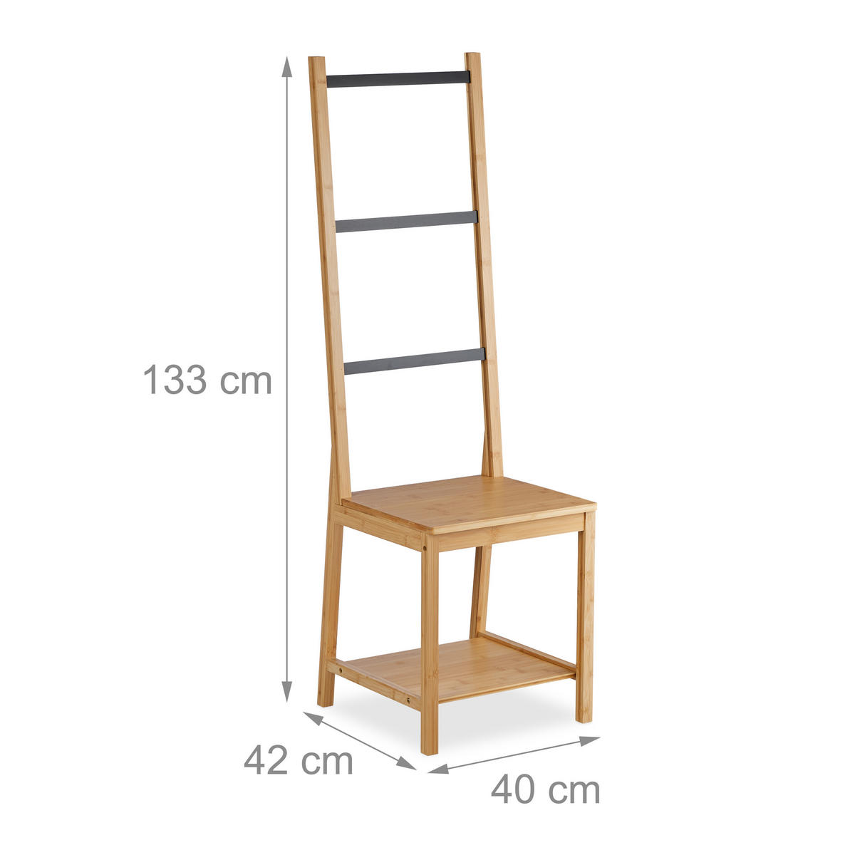HERRENDIENER - Hellbraun, Holz (40/133/42cm) - Relaxdays