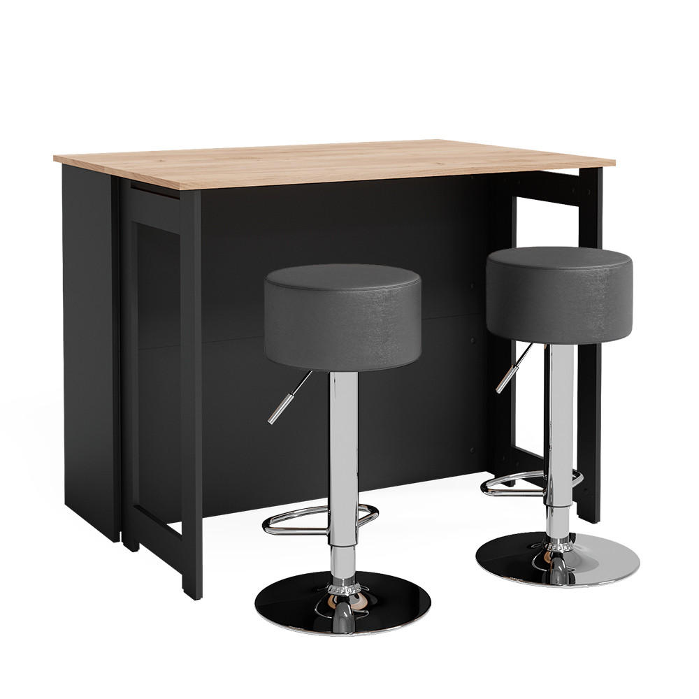 BARTISCH-SET Dominic Goldkraft Eiche/Anthrazit 116 x 37 cm mit 2 Barhockern - Honigeiche/Anthrazit, Holzwerkstoff (116/90.5/37cm) - Vicco