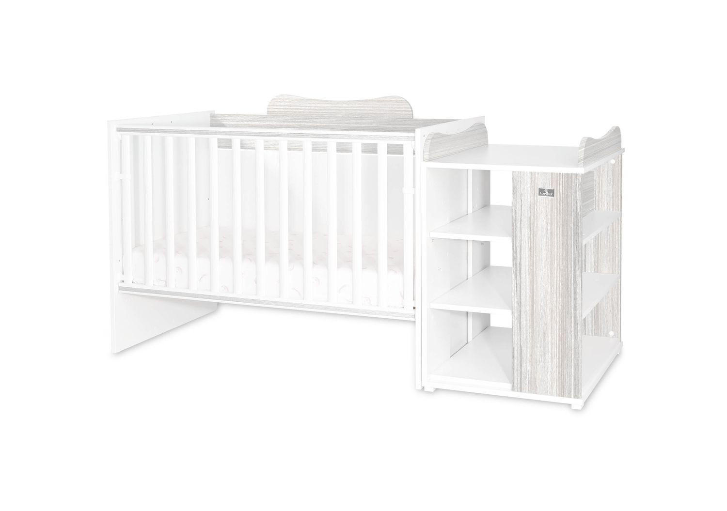 BABYBETT Multi grau 190 x 82 cm, Wickelkommode, Hausbett, Jugendbett, Schreibtisch - Grau, Holzwerkstoff (60/120cm) - Lorelli