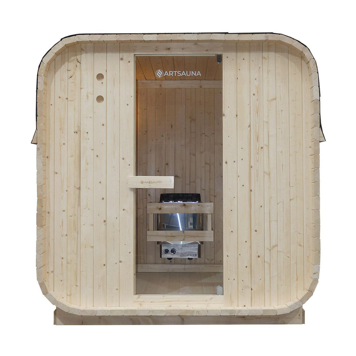 FASSSAUNA Nolvik L inkl. Zubehör-Set - Naturfarben, Holz (185/194/180cm) - Artsauna