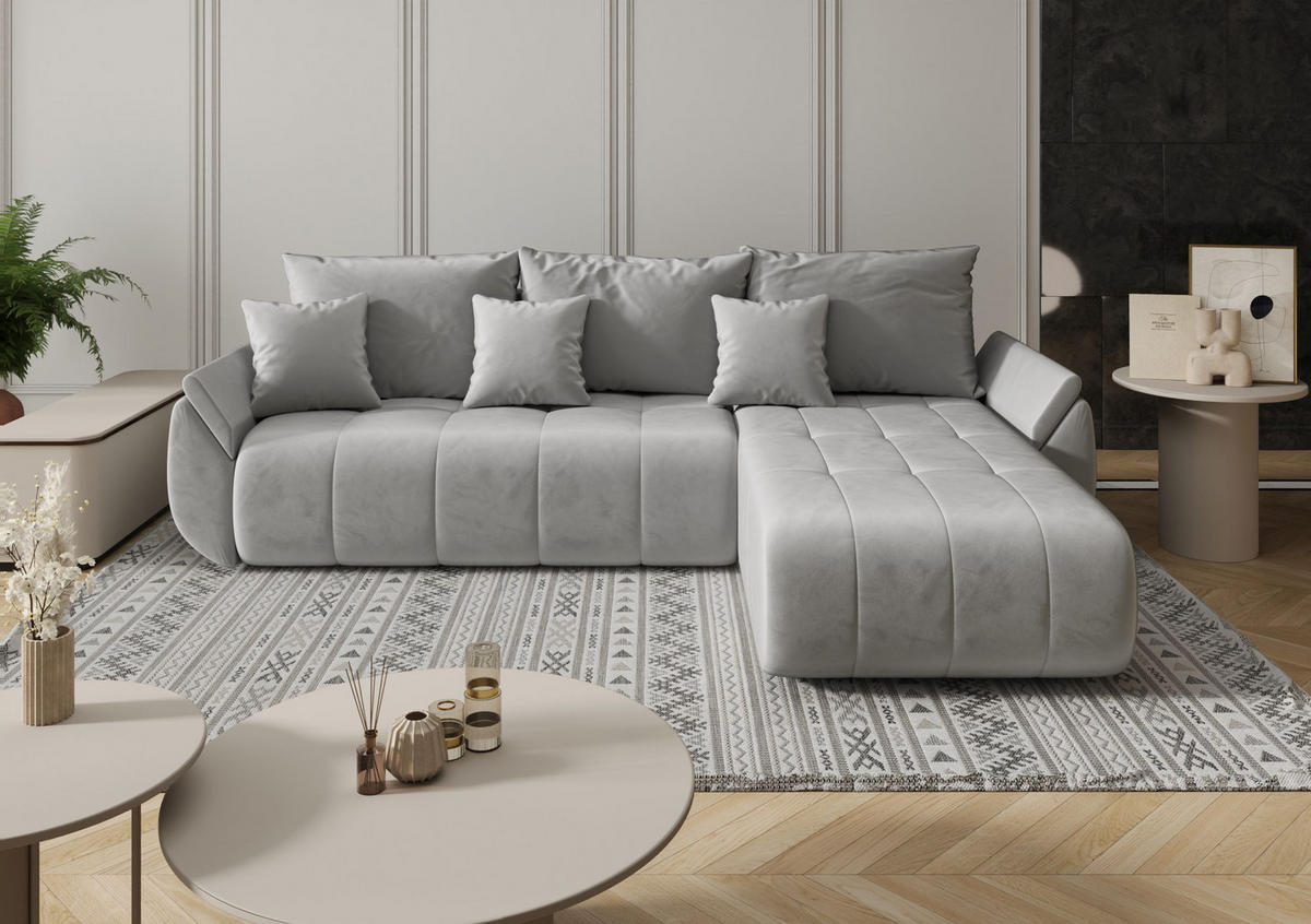 ECKSOFA mit Schlaffunktion TOKYO L Monolith 84 Links - Hellgrau, Textil (280/185cm) - Bedante