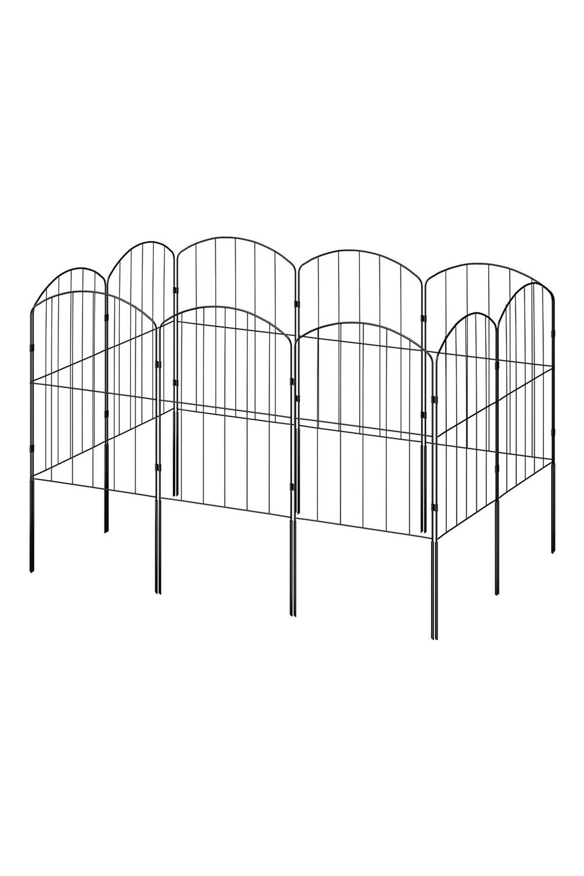 GARTENZAUN 25Stück aus Metall in Schwarz Abnehmbares Design Robuste Metallkonstruktion je Paneel: 31 cm B × 61 cm H - Schwarz, Metall (31cm) - Livingandhome