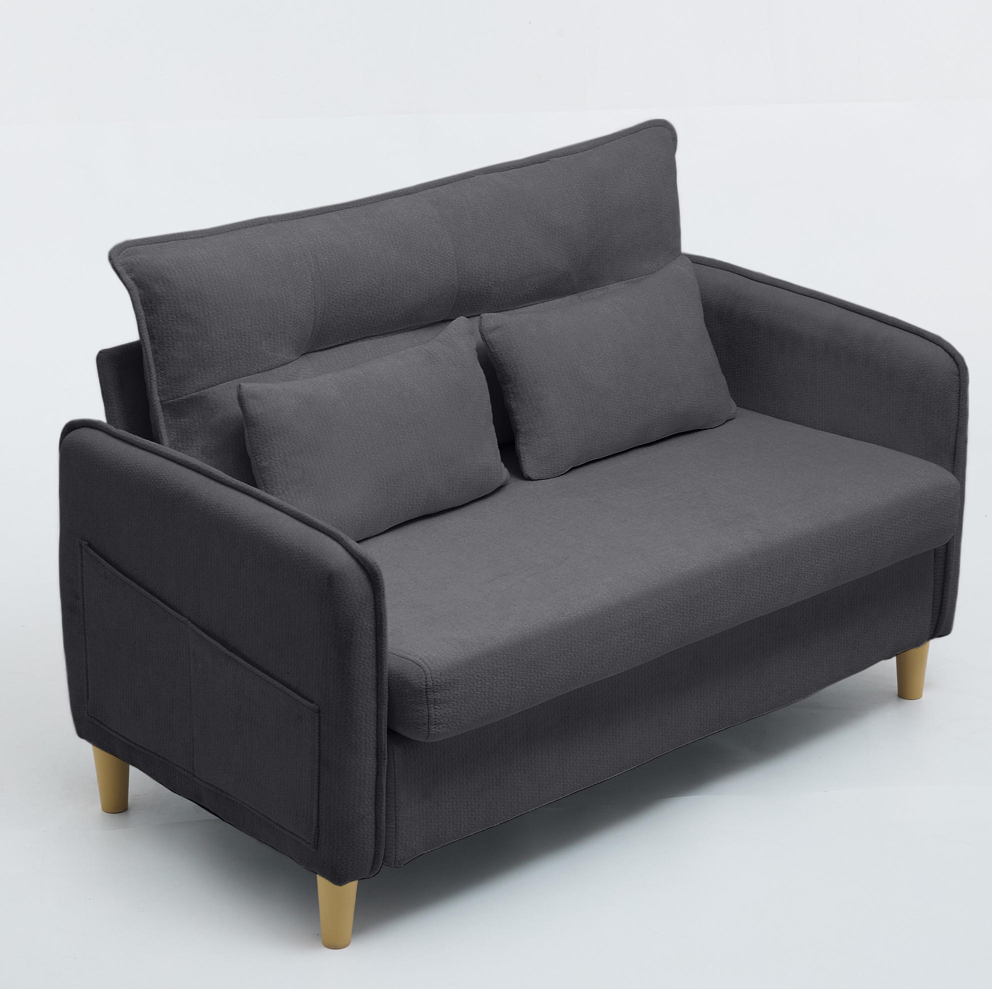 SOFA 2-Sitzer mit Armlehnen 127 cm Dunkelgrau Chenille - Dunkelgrau, Holzwerkstoff (127/83/75.5cm) - Meubliv