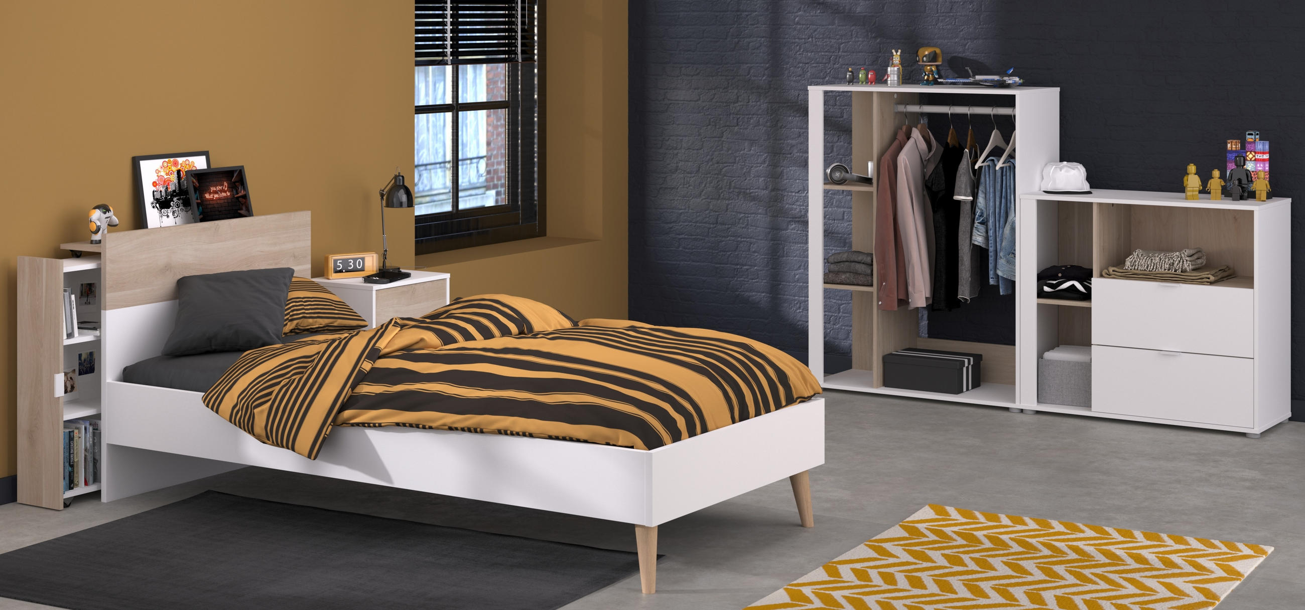 Thumbnail - Jugendzimmer, Weiß, Holzwerkstoff, 120x200x80 cm, Kinder- & Jugendzimmer, Jugendmöbel, Komplette Kinder- & Jugendzimmer