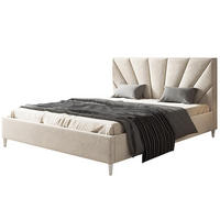 POLSTERBETT LUX Denver mit Kopfteil, 120 x 200 cm, Doppelbett mit Lattenrost aus Holz, Velourstoff Beige, Füße in Farbe: Weiß - Beige, Holz/Textil (120/200cm) - Alpi-Möbel
