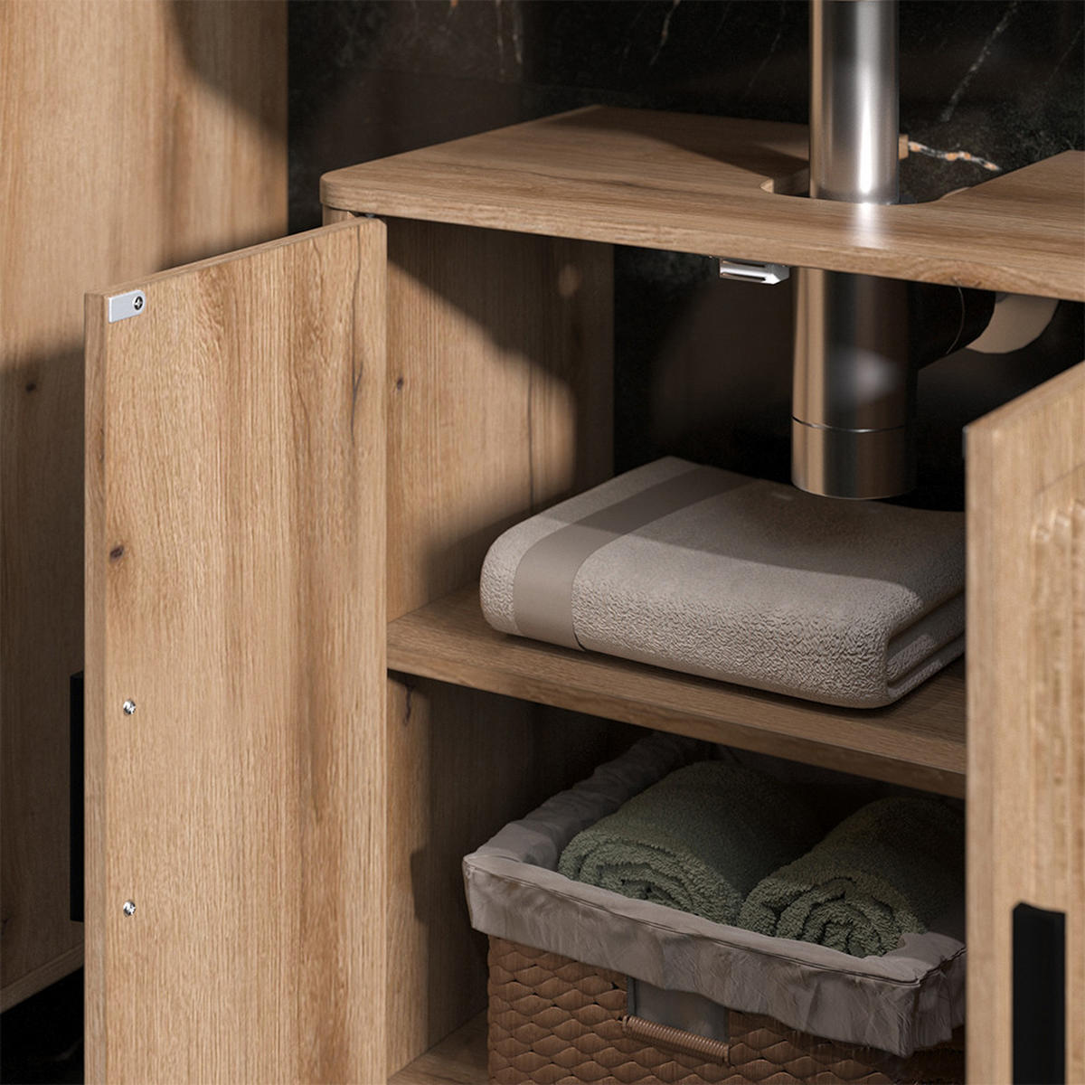 WASCHBECKENUNTERSCHRANK Skara, Eiche, 48 x 60 cm - Eichefarben, Holzwerkstoff (48/60/29cm) - Vicco