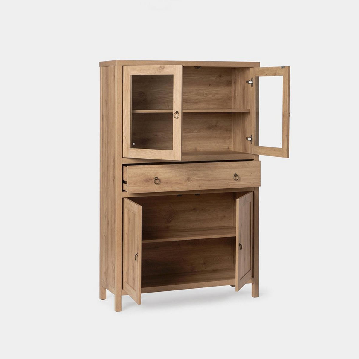 VITRINENSCHRANK DOPPELTER Livorno Natürlich 100 cm x 160 cm - Naturfarben, Holzwerkstoff (100/160/40cm) - Klast Home