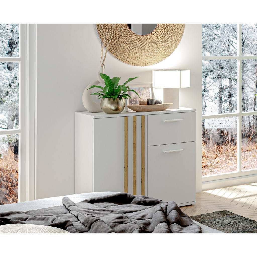 Thumbnail - AX Living Sideboard, Weiß, Holzwerkstoff, 1 Schubladen, Rechteckig, 80x73x35 cm, Hergestellt in Europa, FSC Mix, Reach, ...