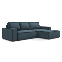 ECKSOFA mit Schlaffunktion Strukturstoff Stoff Blau - Blau/Blaugrau, Kunststoff/Textil (290/185cm) - LaMiaSofa