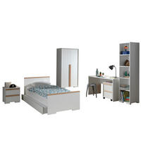 KINDERZIMMER komplett Set 7-tlg. Kariotta 11 Weiß Griffe Massivholz - Buchefarben/Weiß, Holzwerkstoff (788/1/441cm) - 58aufmkessel