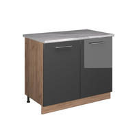 SPÜLENUNTERSCHRANK Fame-Line, Anthrazit Hochglanz/Goldkraft Eiche, 100 cm, AP Marmor - Honigeiche/Schwarz Hochglanz, Holzwerkstoff (100/82/60cm) - Vicco