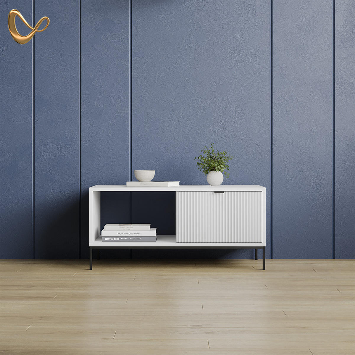 COUCHTISCH Aterno Weiß mit einer Schublade - Weiß, Holzwerkstoff (50/90/45cm) - Livinity®