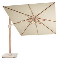AMPELSCHIRM rechteckig 2.6 x 3.5 m Challenger T² Premium 360° kippbar natur/teak - Creme, Metall (260/350cm) - Platinum
