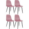 ESSZIMMERSTUHL 4er Set Samt Rosa - Schwarz/Rosa, Textil/Metall (45/88/54cm) - CLP