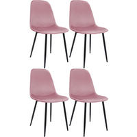 ESSZIMMERSTUHL 4er Set Samt Rosa - Schwarz/Rosa, Textil/Metall (45/88/54cm) - CLP