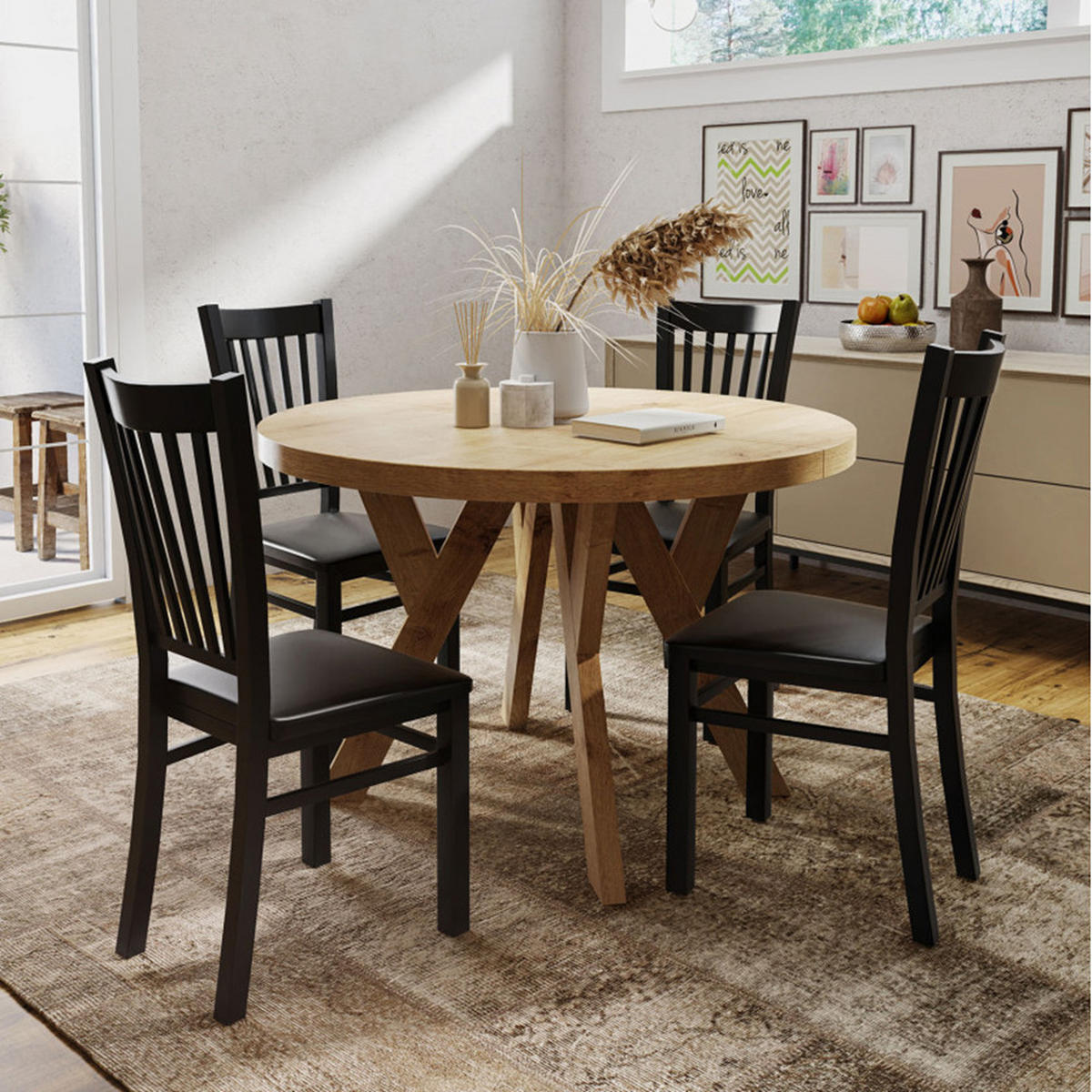 ESSTISCH Runder Ausziehbarer PERO 90/190, Eiche Craft Golden - Braun, Holz (190/90/77cm) - Dekori_Interiors