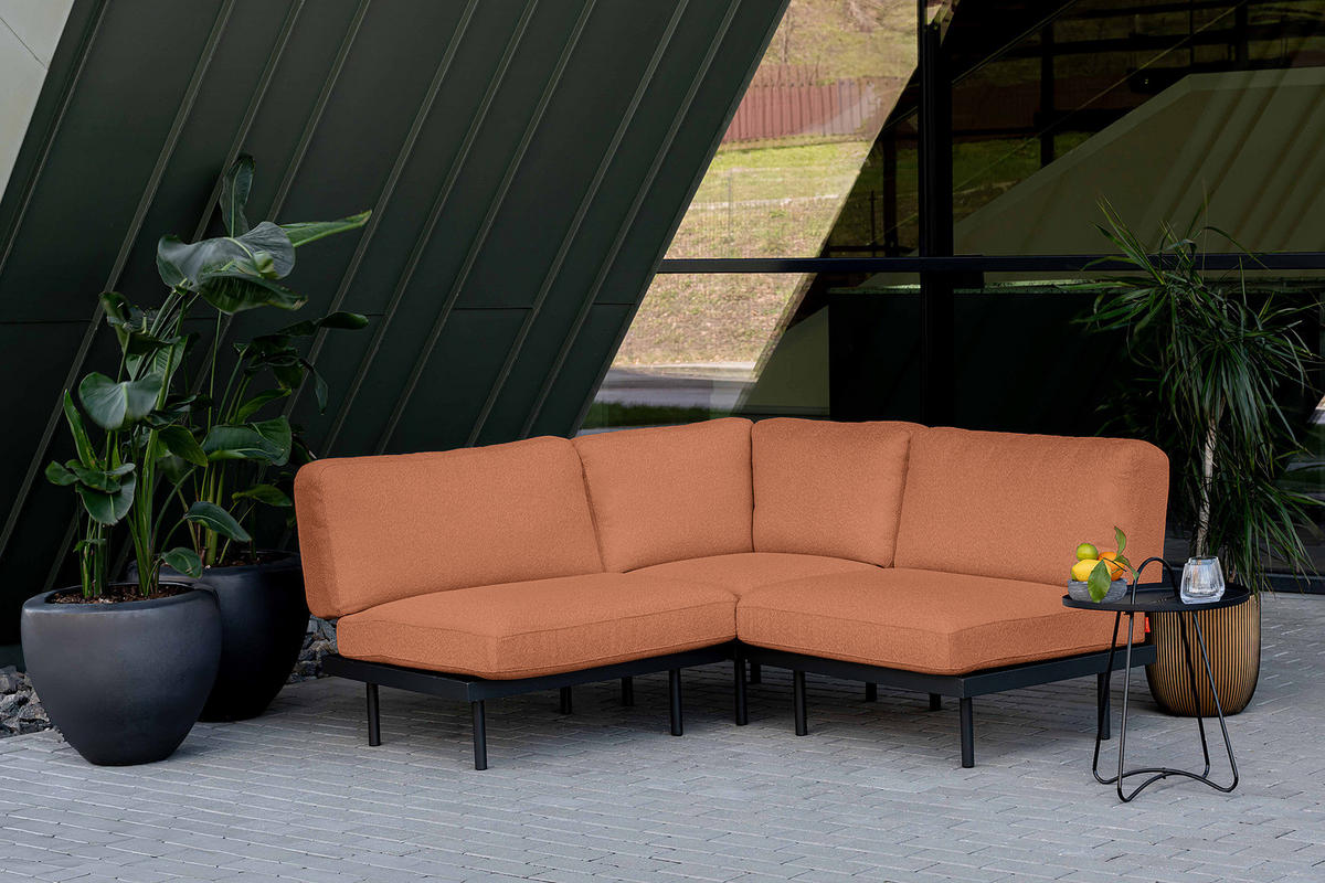 OUTDOOR-ECKSOFA - Rosa, Textil/Metall (172/80/172cm) - home24