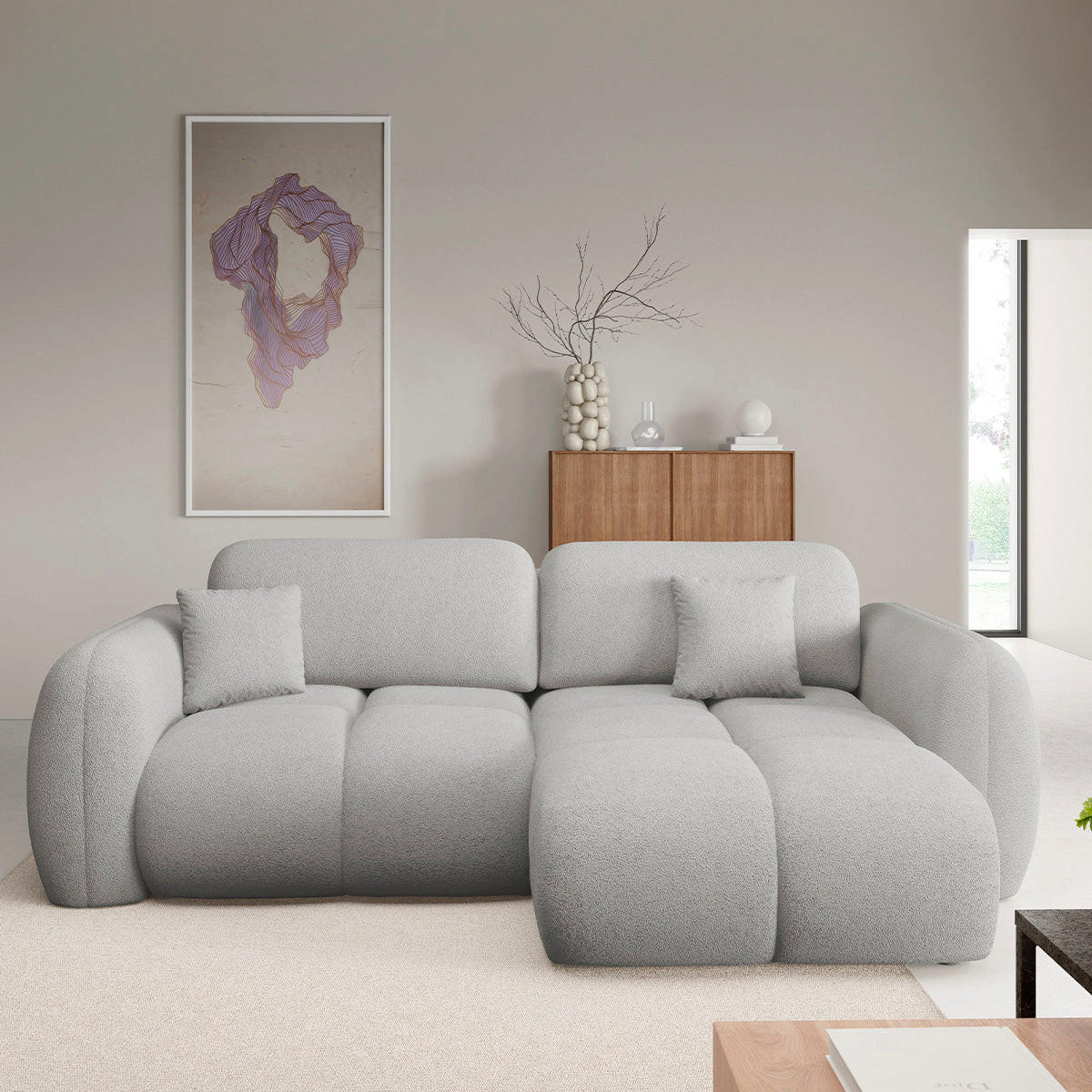 ECKSOFA Livio 3 Sitzplätze Hellgrau - Hellgrau, Holz (270/165cm) - Petits-meubles