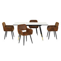 ESSTISCH SET mit ausziehbarem Tisch und 4 bequemen Stühlen - Braun, Holzwerkstoff/Metall (80/75/160cm) - Urban Meuble