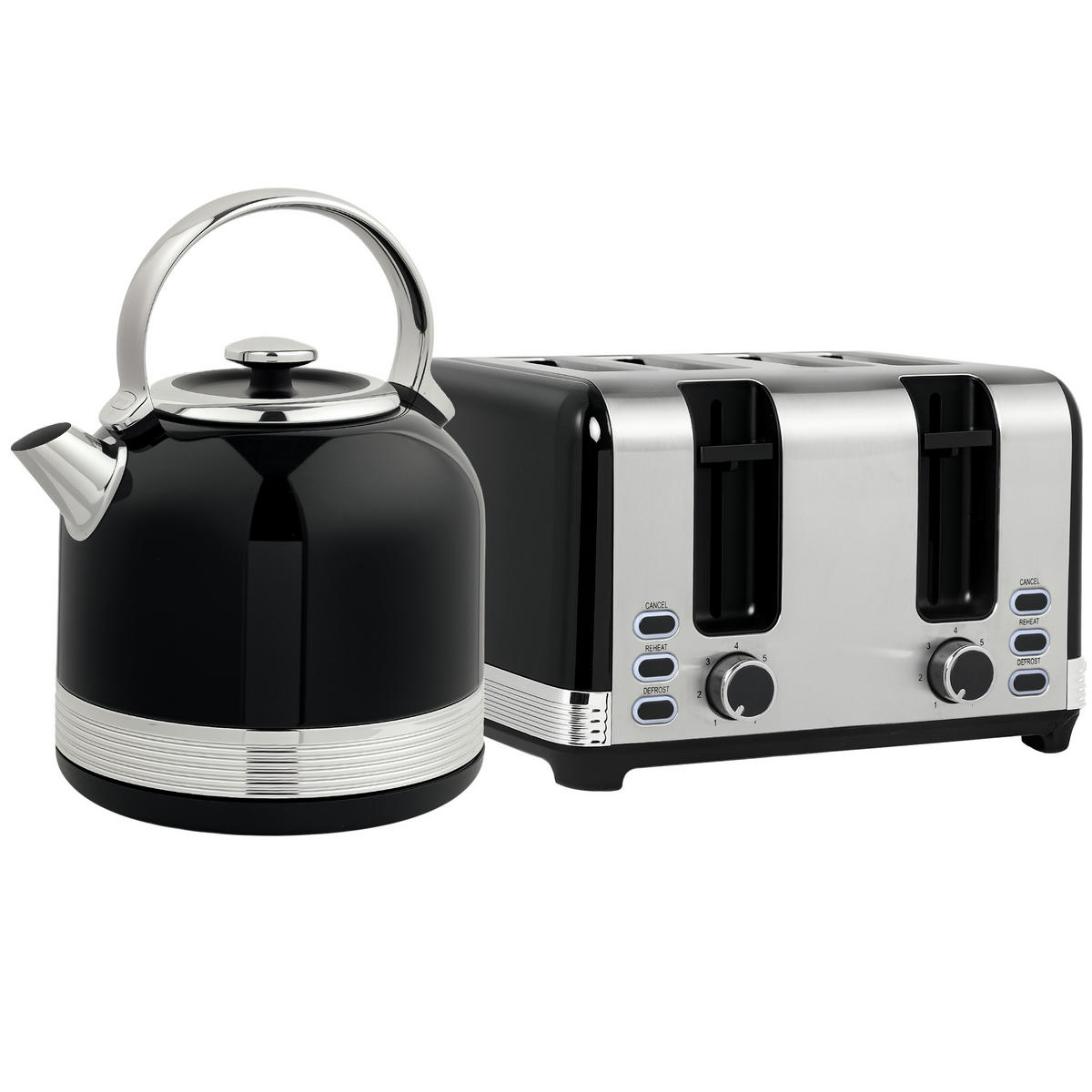 TOASTER mit Wasserkocher DE-07879 Schwarz - Schwarz, Metall (19.3/26.8/24.2cm) - ComfortXL