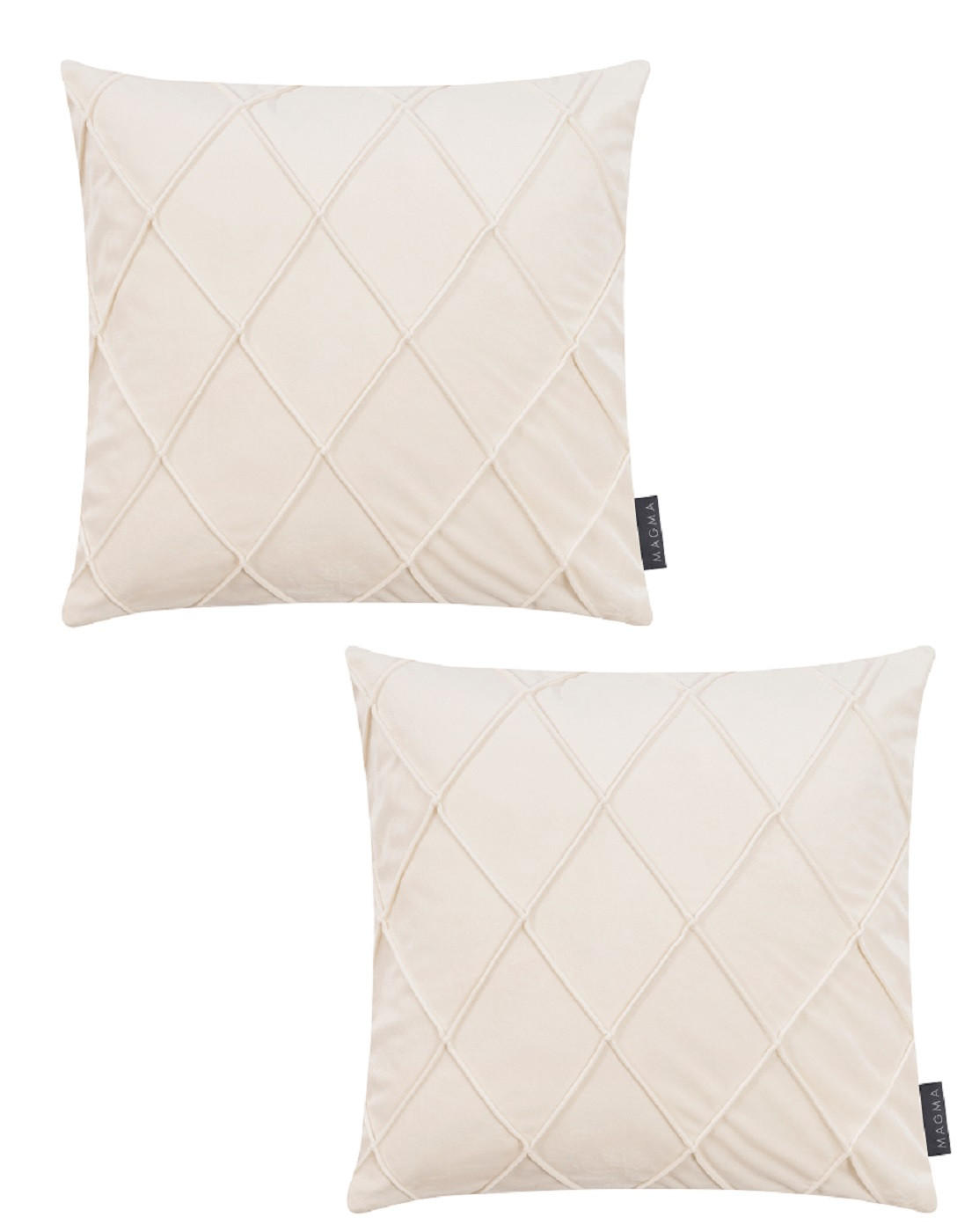 KISSENHÜLLE 2er Set Nobless Rauten 50/50 cm elfenbein - Creme, Textil (50/50cm) - Magma Heimtexx