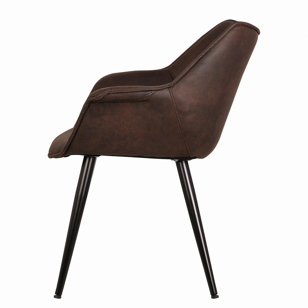 ARMLEHNENSTUHL - Dunkelbraun/Schwarz, Textil/Metall (70/81/64cm) - home24