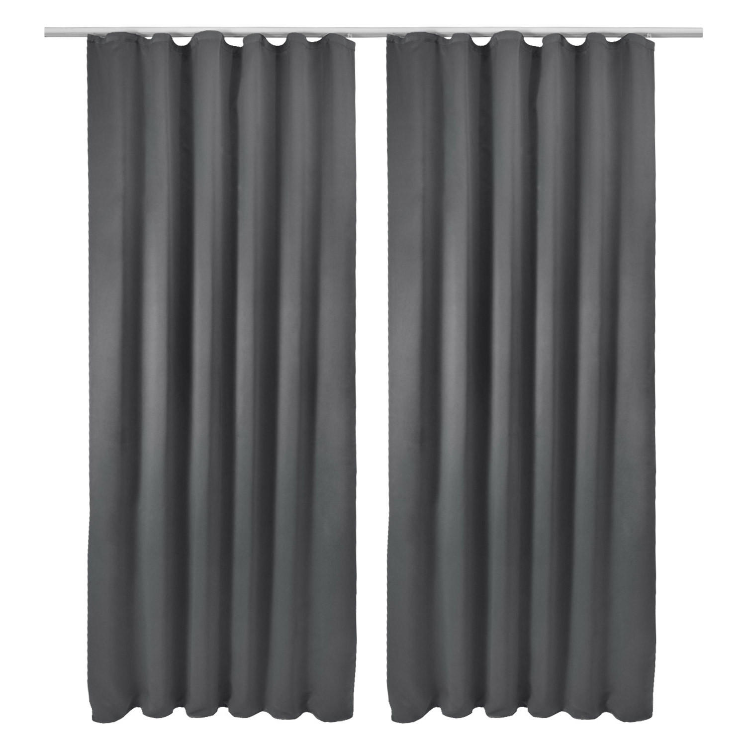 VORHANG Amelie BK mit Kräuselband 140x245cm Anthrazit (2tlg) - Anthrazit, Textil (140/245/1cm) - Beautissu 
