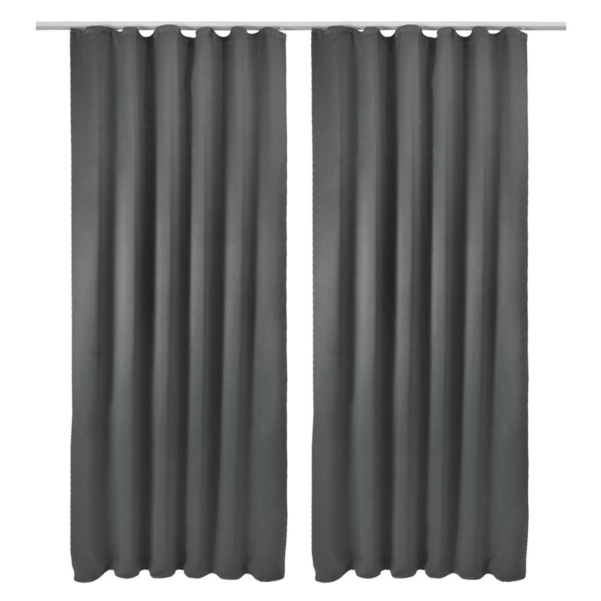 VORHANG Amelie BK mit Kräuselband 140x245cm Anthrazit (2tlg) - Anthrazit, Textil (140/245/1cm) - Beautissu 