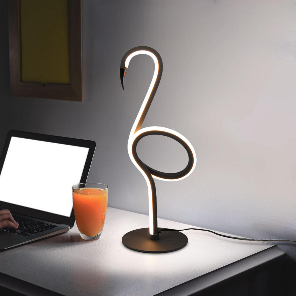 LED TISCHLEUCHTE INGO Schwarz Flamingo Design - Schwarz, Metall (12/14/35cm) - Trio Leuchten