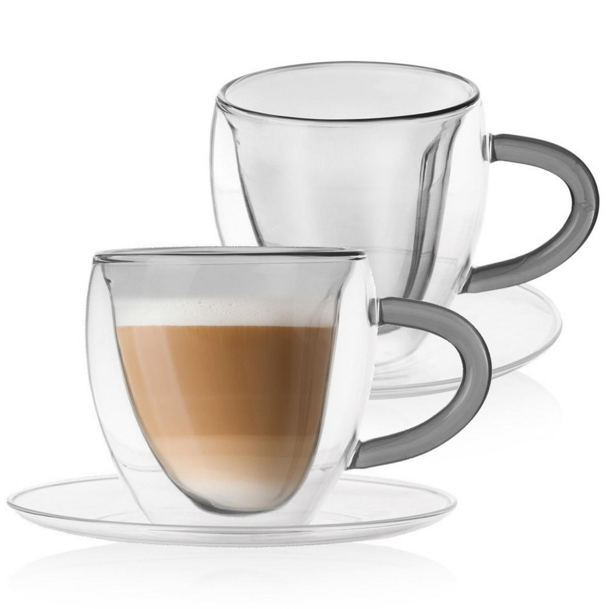 THERMOBECHER Herz z Untertasse 2er-Set - Klar, Glas (0.16L) - Orion 