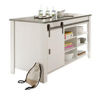 KÜCHENINSEL weiß Pinie, anthrazit Landhaus 162 cm, Kochinsel freistehend - Anthrazit/Schwarz, Holzwerkstoff/Metall (162/93/77cm) - Furn.Design