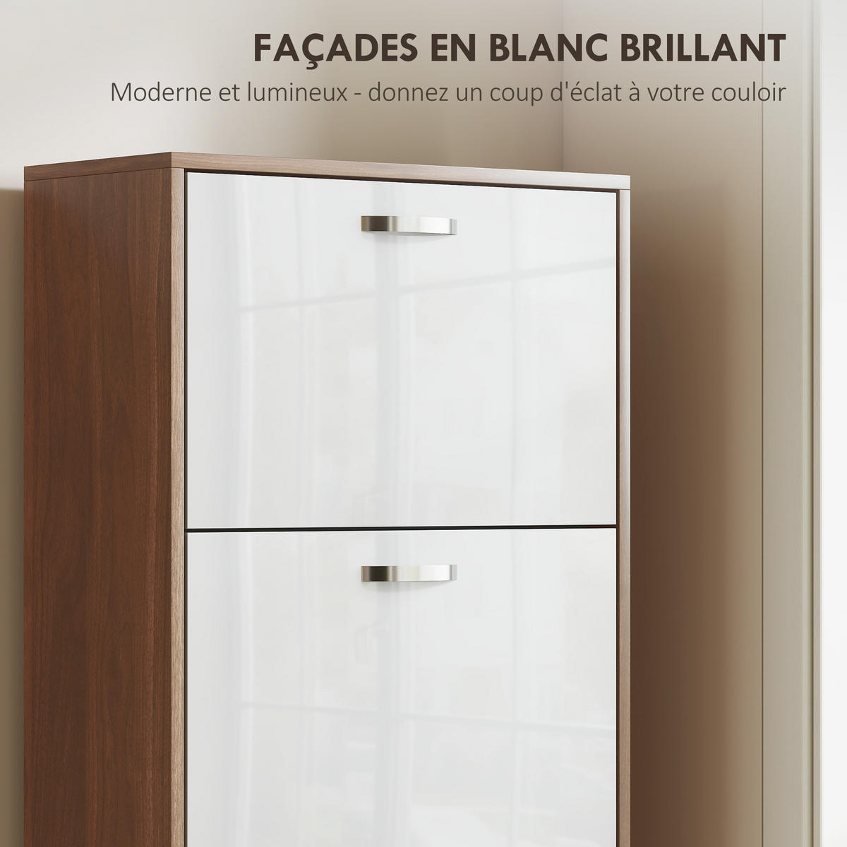 SCHUHSCHRANK Weiß Dunkelbraun MDF klappbar mit 5 Fächern 1 Stück - Braun, Holz (60/189/28cm) - PANGIVO