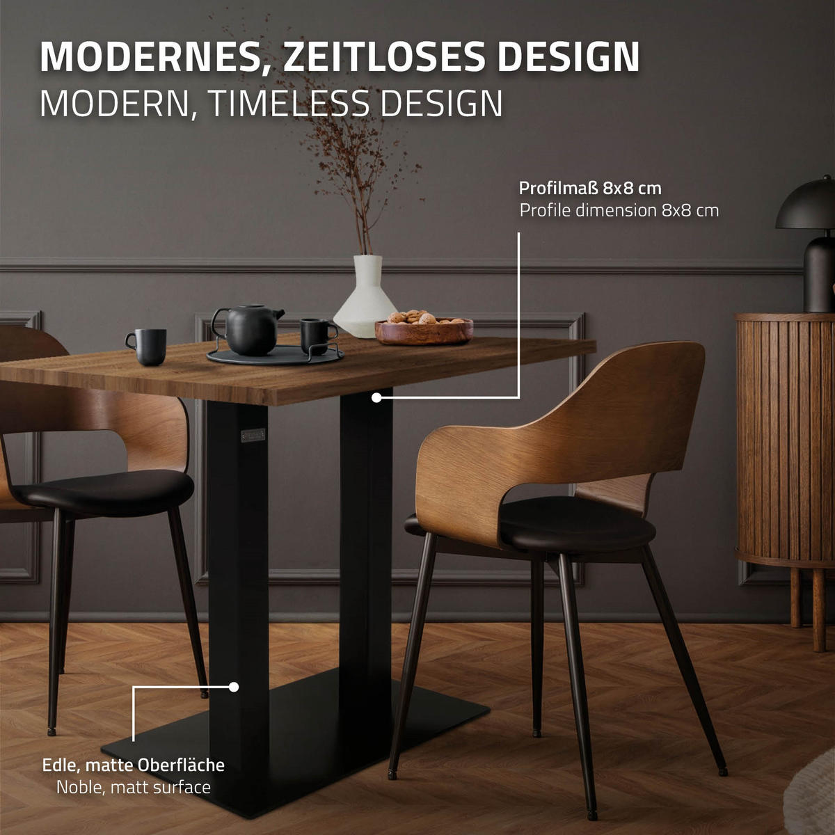 TISCHGESTELL Doppel 72 cm Schwarz - Schwarz, Metall (70/72/43cm) - ML-DESIGN