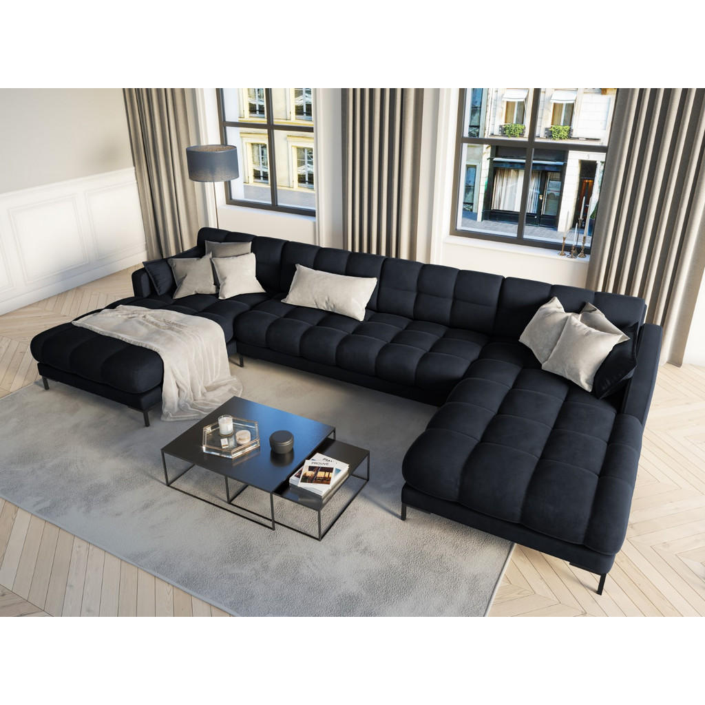 Thumbnail - Micadoni Panoramasofa, Dunkelblau, Textil, 6-Sitzer, U-Form, 185x75x383 cm, Hergestellt in Europa, Oeko-Tex®, Wohnzimmer...