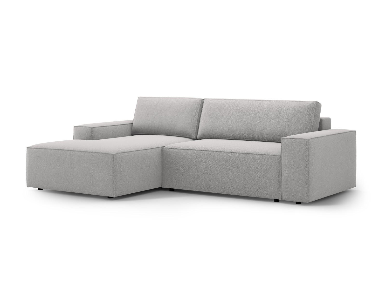 AUSKLAPPBARES-ECKSOFA links mit Container Jodie aus strukturiertem Stoff hellgrau 3 Sitzplätze - Hellgrau, Textil (246/151cm) - Micadoni