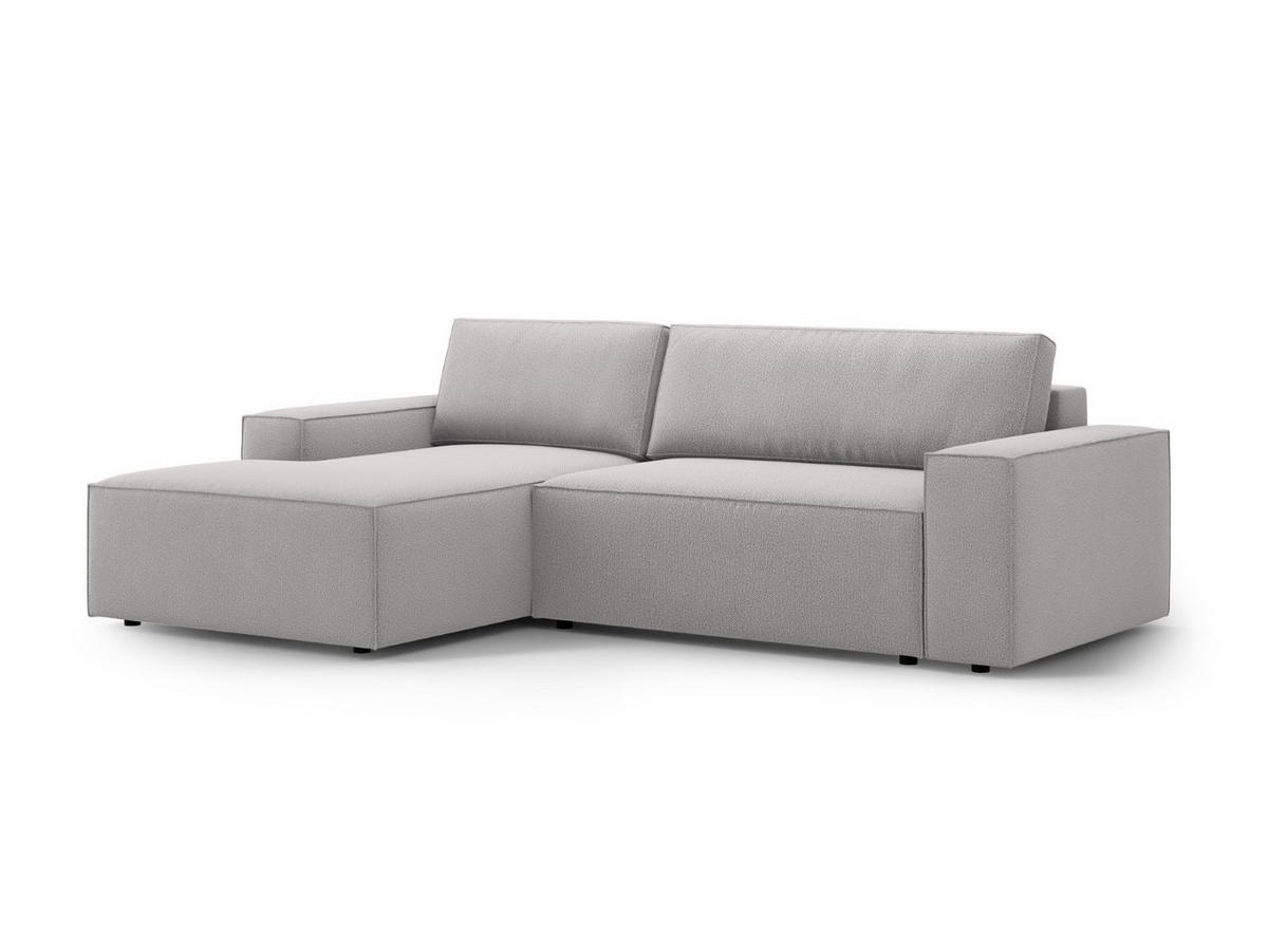 AUSKLAPPBARES-ECKSOFA links mit Container Jodie aus strukturiertem Stoff hellgrau 3 Sitzplätze - Hellgrau, Textil (246/151cm) - Micadoni
