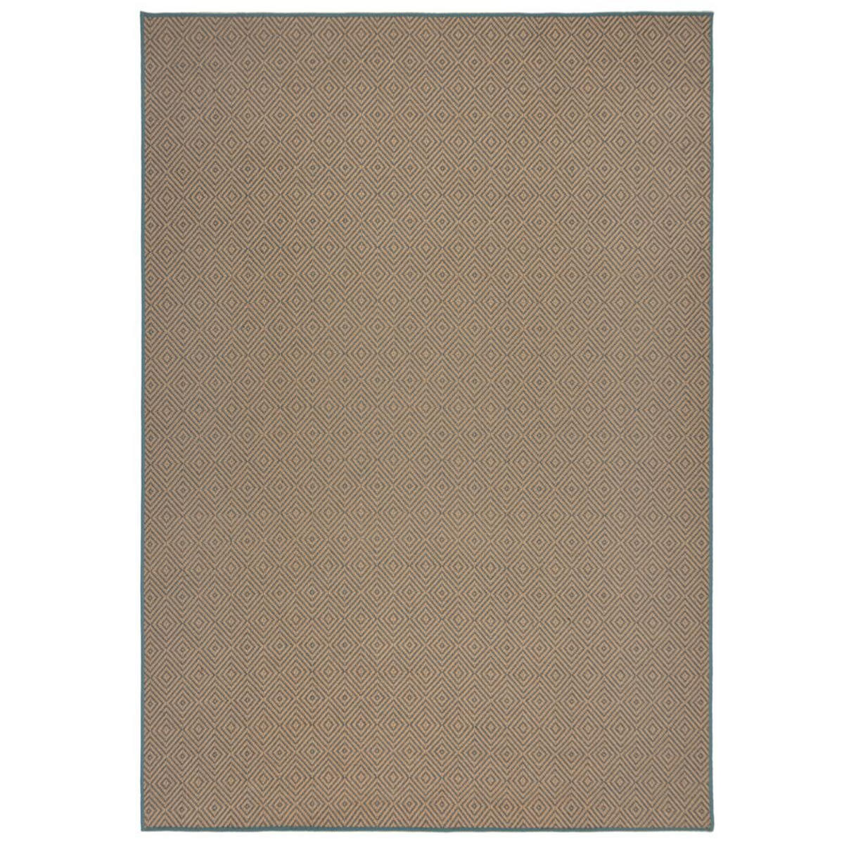 TEPPICH Jute Geometrisch-Design CARRON, Braun-Blau 200x290 cm - Blau/Braun, Naturmaterialien (200/290cm) - KADIMA DESIGN