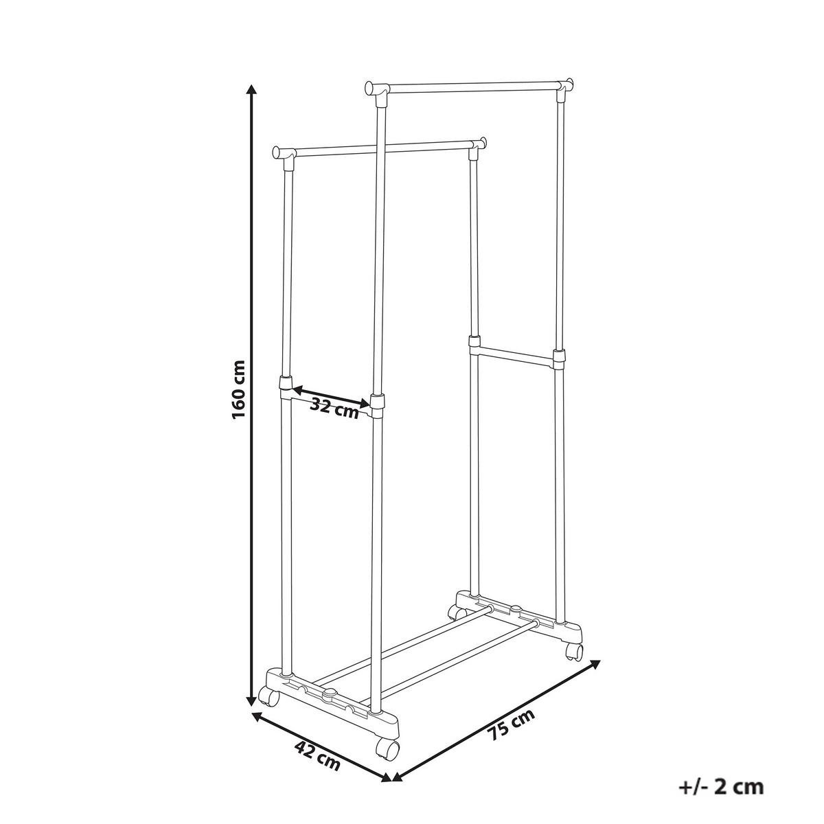 KLEIDERSTÄNDER Metall schwarz/silber 160 cm Gilmer - Silberfarben/Schwarz, Metall (75/160/42cm) - Beliani