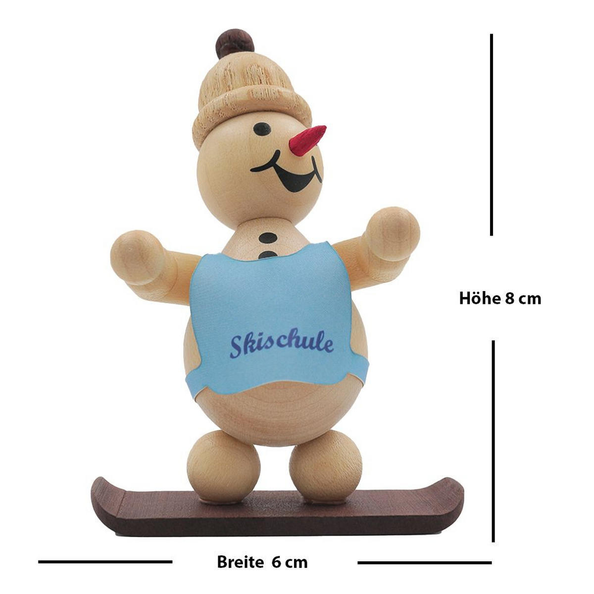 HOLZFIGUR Schneemann Junior Skianfänger mit Snowboard stehend 9 cm - Multicolor, Holz (8/1/0.1cm)