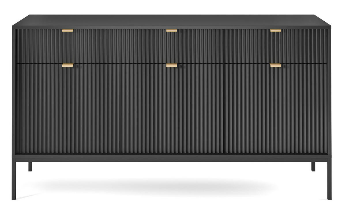 SIDEBOARD Nova Schwarz / Schwarz 154 / 39 / 83cm - Schwarz, Holz/Holzwerkstoff (154/83/39cm) - Feldmann-Wohnen