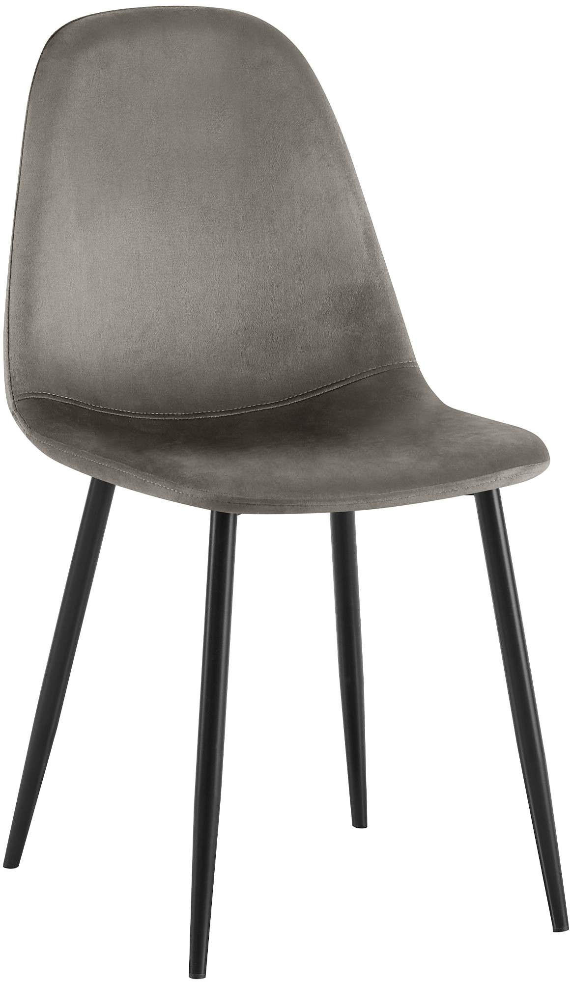 STUHL Samt Anthrazit - Anthrazit/Schwarz, Textil/Metall (44/88/51cm) - CLP